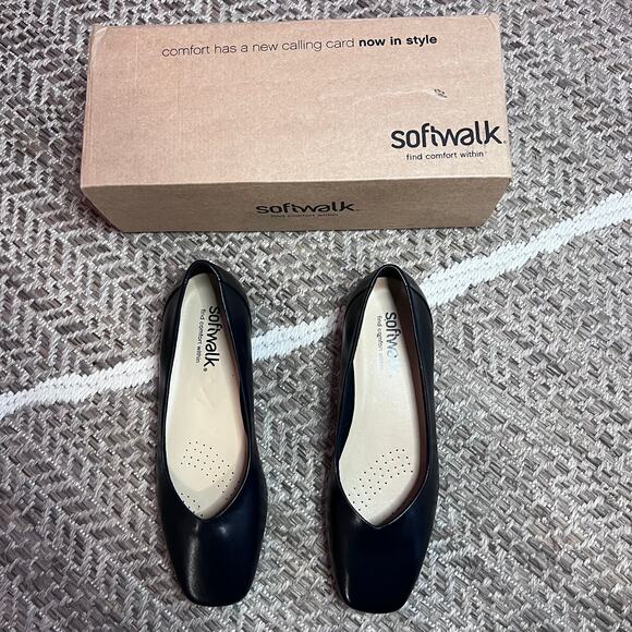 Softwalk Black Vellore Flats Sz 7 Wide - Picture 1 of 7